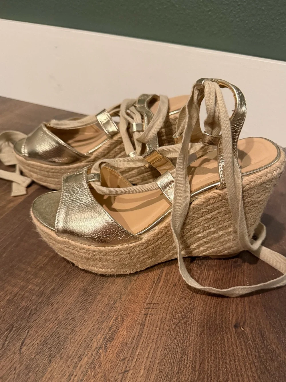 Lace Up Espadrille Wedge